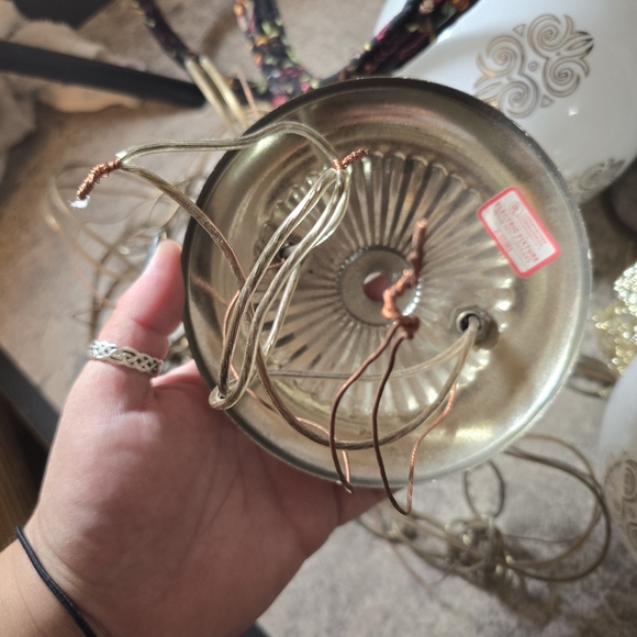 Vtg MCM Glass Globe Hanging Ceiling Swag Light Pendants Lamp Gold Hollywood Rege - Picture 10 of 10